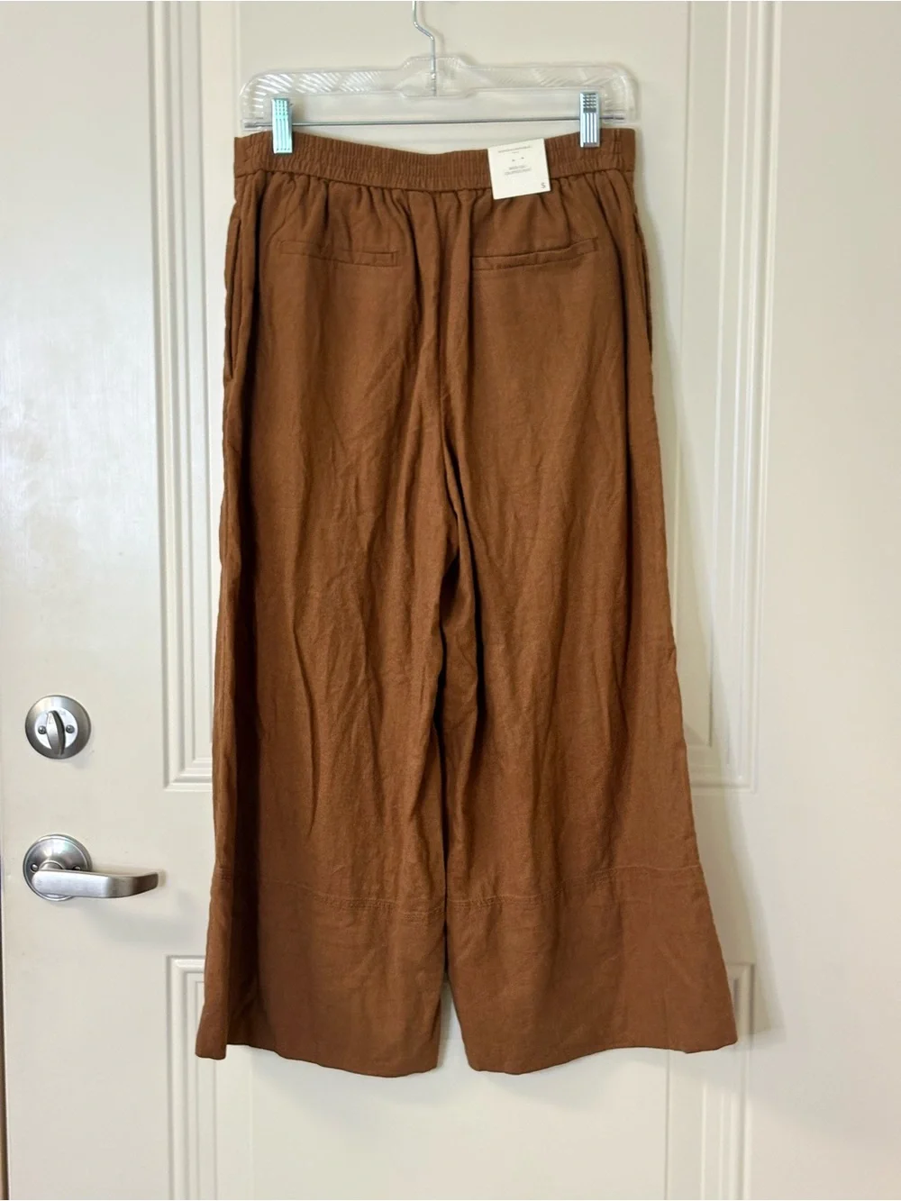 NWT BANANA REPUBLIC Brown Wide-Leg Linen Blend Cropped Pants SZ S $80